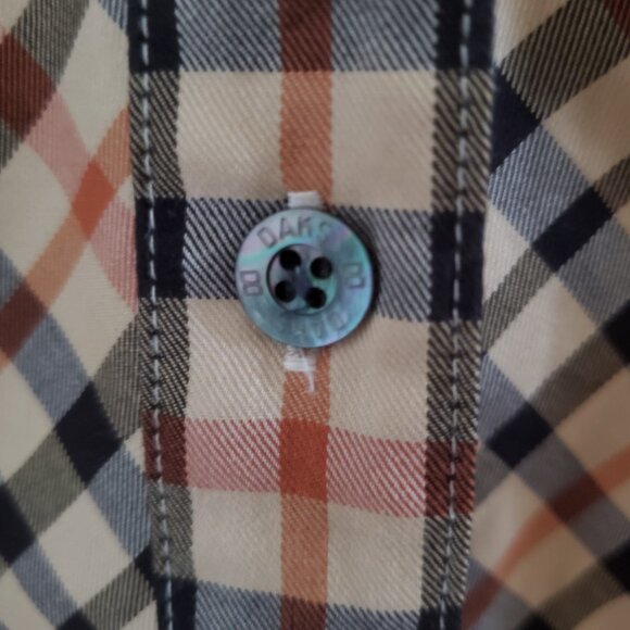 Daks London beige house check vintage 90s cotton shirt size 8 - Picture 3 of 4